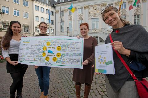 Bürgerinnen übergeben Katja Dörner den Klima-Aktionsplan
