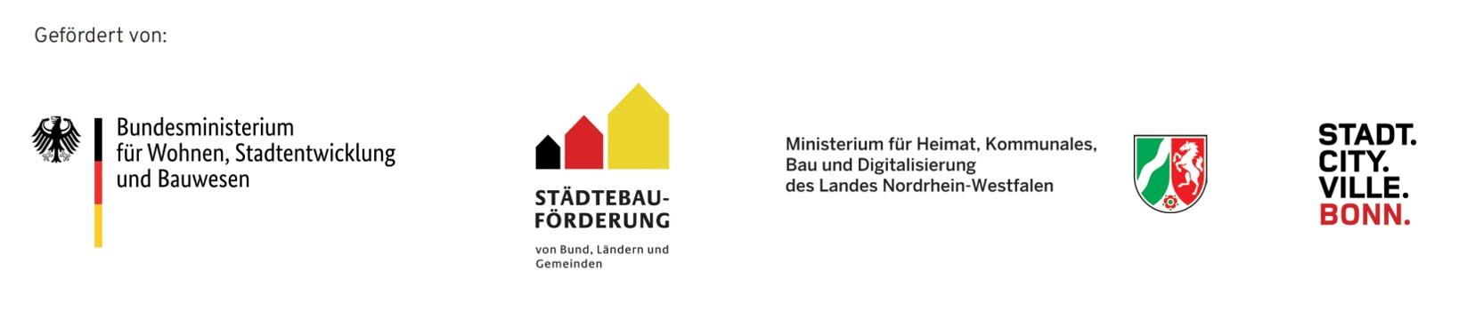 Das Bonn4Future Atelier´25 wird im Rahmen der Städtebauförderung durch das Bundesministerium für Wohnen, Stadtentwicklung und Bauwesen, das Ministerium für Heimat, Kommunales, Bau und Digitalisierung des Landes NRW und die Bundesstadt Bonn gefördert . 
