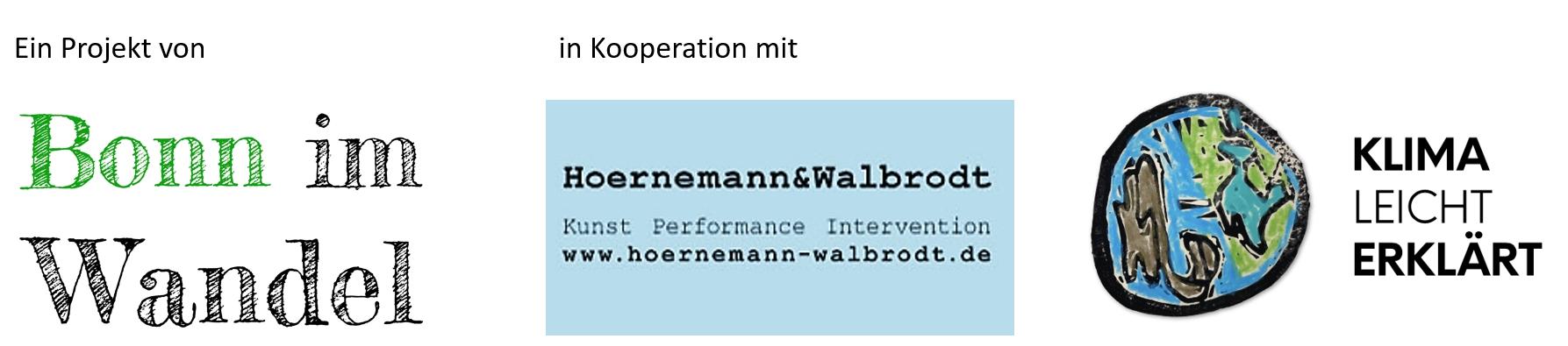 Die Logos von Bonn im Wandel und seinen Kooperationspartnern Hoernemann&Walbrodt und Klima Leicht Erklärt