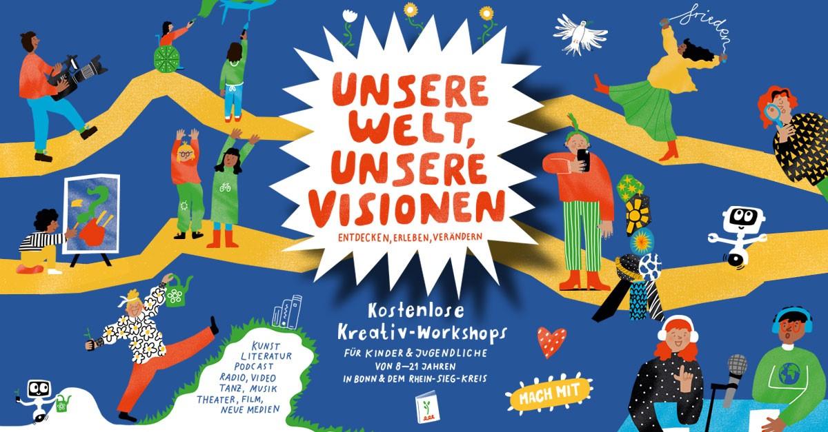 Flyer mit Text Unsere Welt, unsere Visionen
