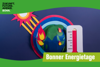 bunte Grafik (Erde und Sonne, die auf sie strahlt)